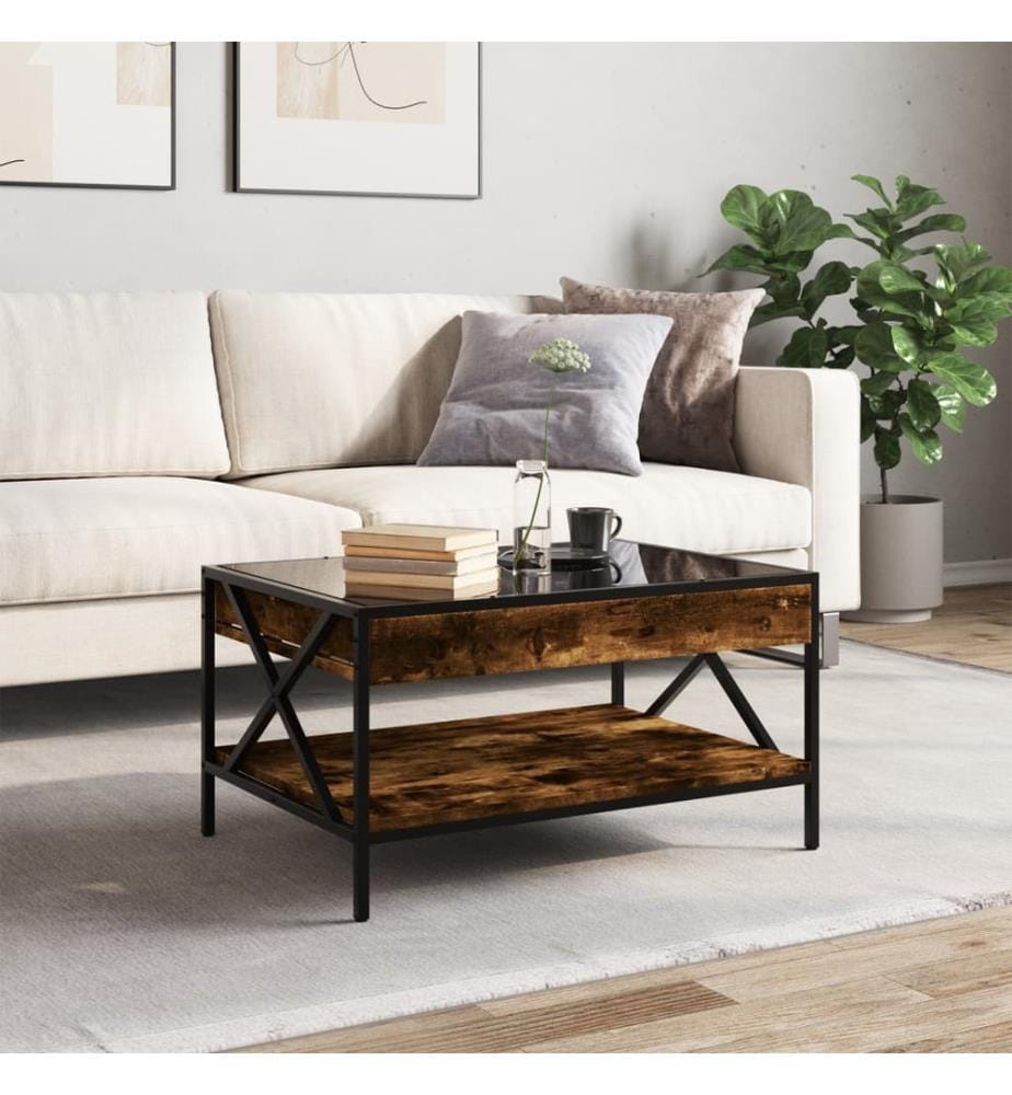 Table basse avec LED Infinity chêne fumé 70x50x38 cm