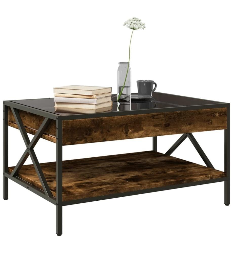 Table basse avec LED Infinity chêne fumé 70x50x38 cm