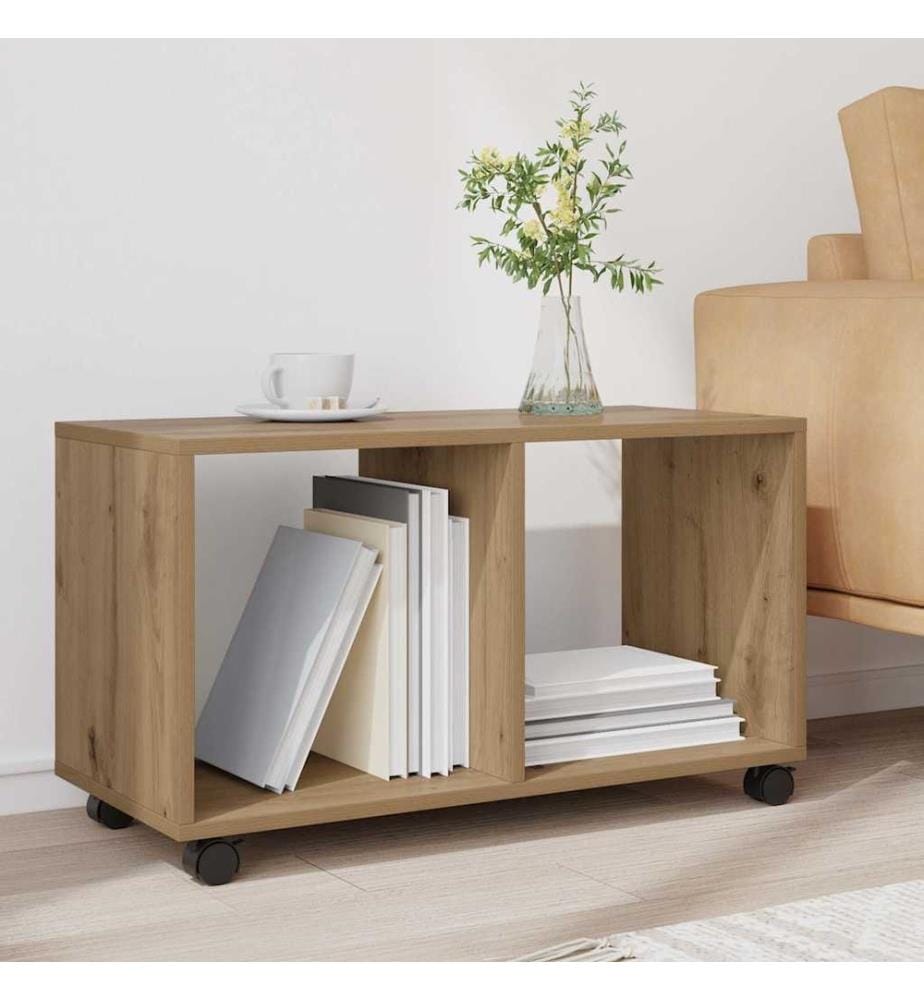 Armoire à roulettes chêne artisanal bois d'ingénierie