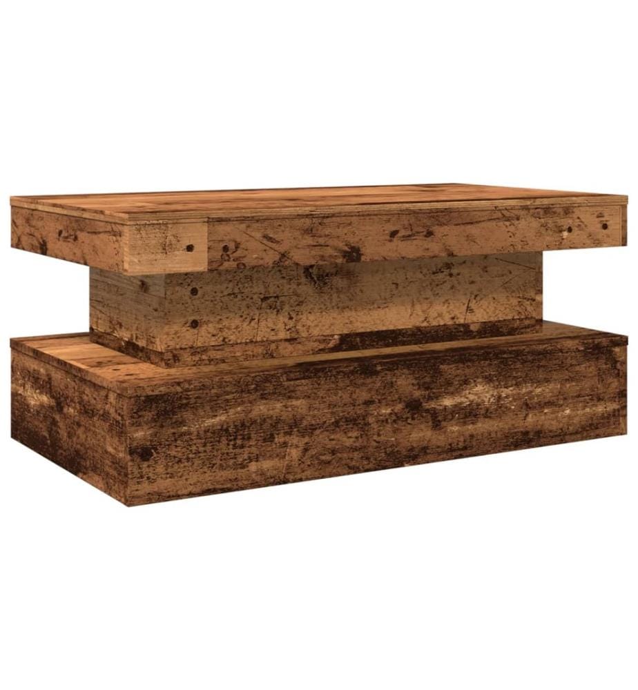 Couchtisch mit LED-Leuchten Altholz-Optik 90x50x40 cm