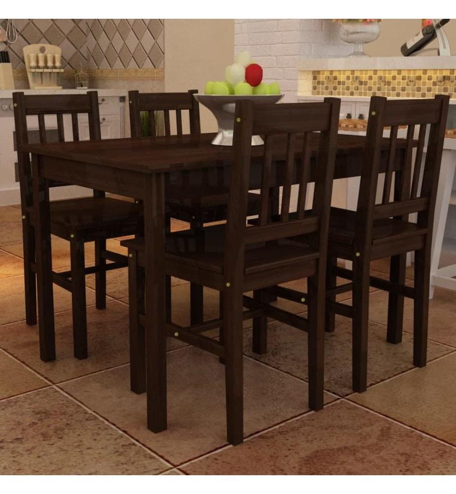 Esstisch Holztisch mit 4 Holzstühlen Esszimmerset braun