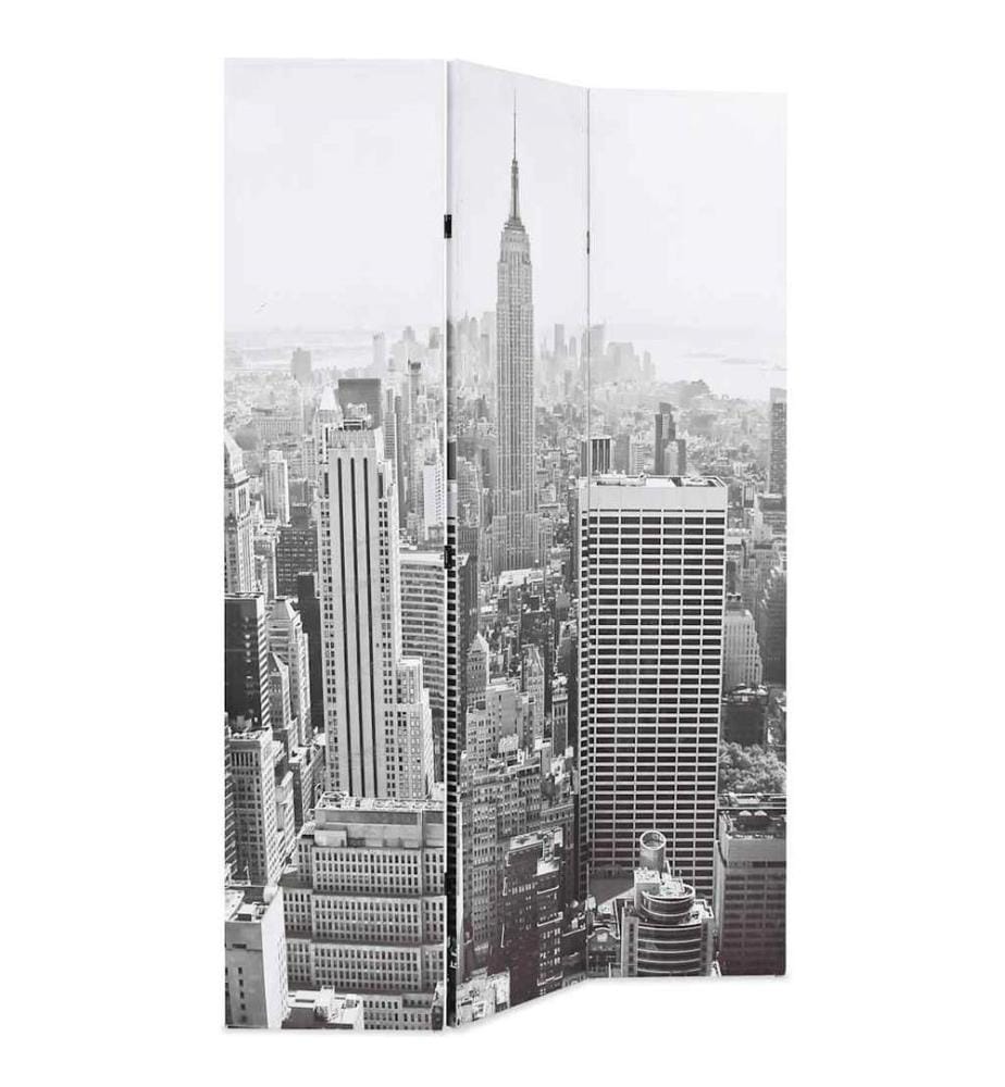 Raumteiler klappbar 120 x 170 cm New York bei Tag Schwarz-Weiss