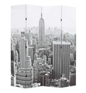 Cloison de séparation pliable 160x170 cm New York Noir et blanc