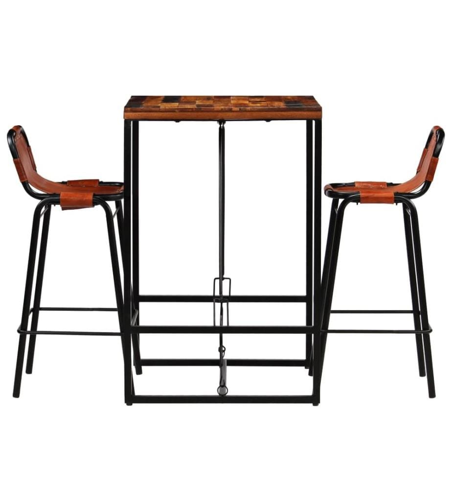 Bar-Set 3-tlg. Altholz Massiv und Echtes Ziegenleder