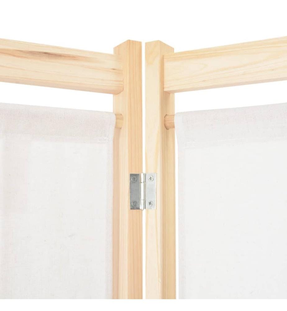 Cloison de séparation 4 panneaux Crème 160x170x4 cm Tissu