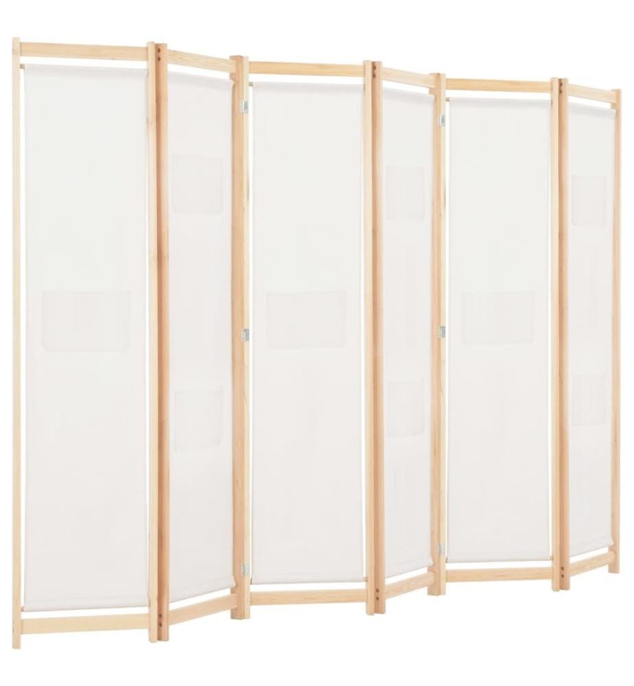 Cloison de séparation 6 panneaux Crème 240 x 170 x 4 cm Tissu