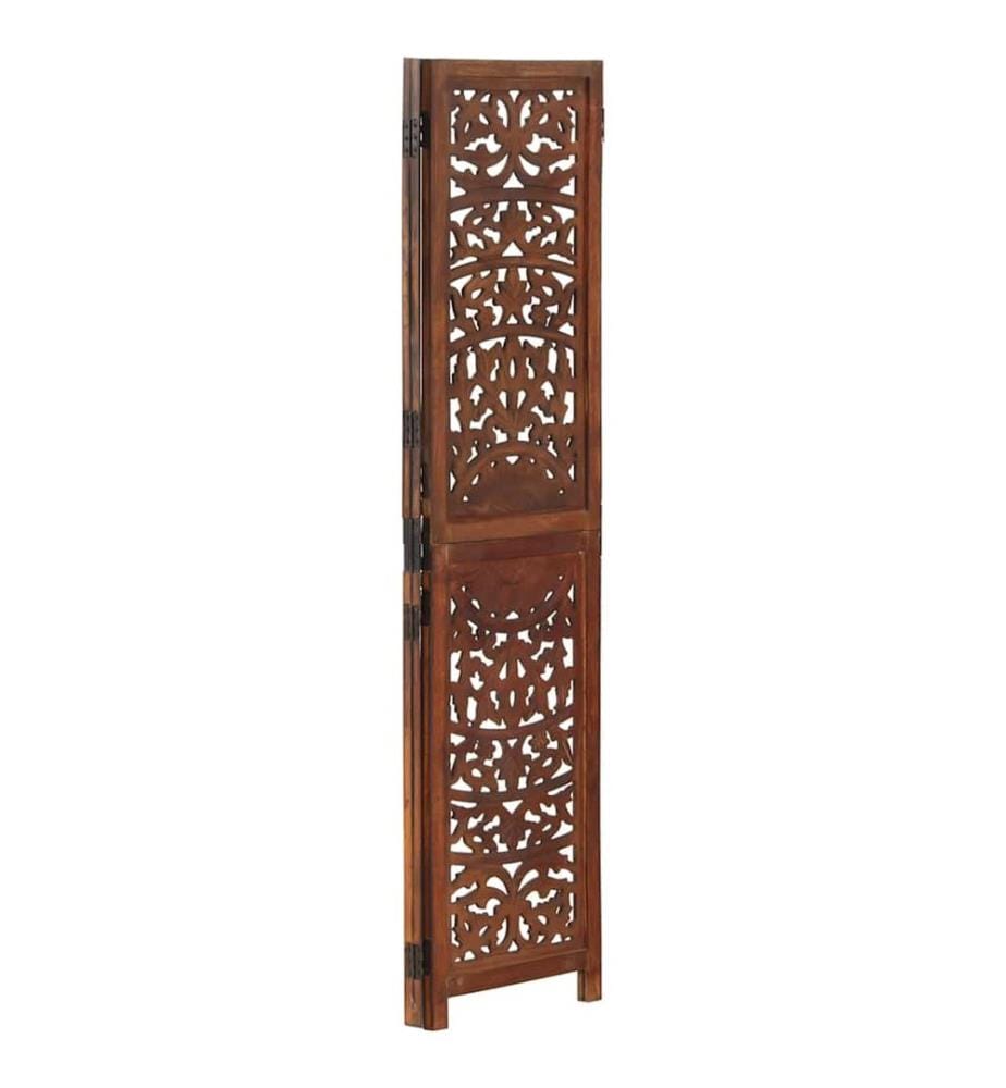 Cloison de séparation 3 panneaux Marron 120x165cm Bois manguier