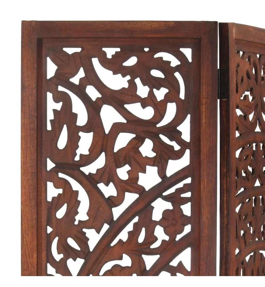 Cloison de séparation 3 panneaux Marron 120x165cm Bois manguier