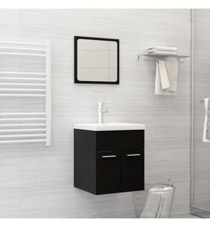 Badmöbel-Set Schwarz Holzwerkstoff