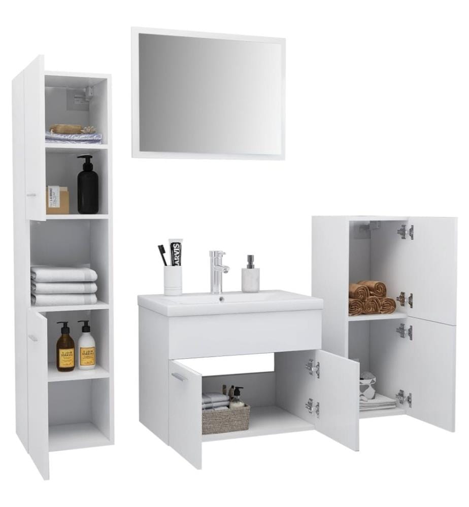 Badmöbel-Set Weiss Holzwerkstoff