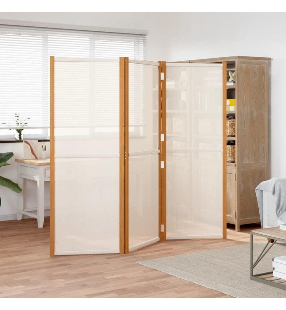 Cloison de séparation 3 panneaux Blanc crème 210x180 cm
