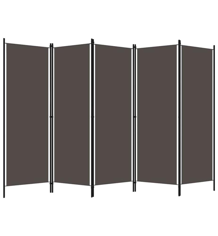 Cloison de séparation 5 panneaux Anthtracite 250x180 cm