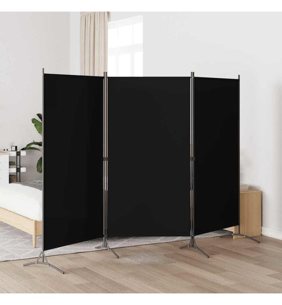 Cloison de séparation 3 panneaux Noir 260x180 cm