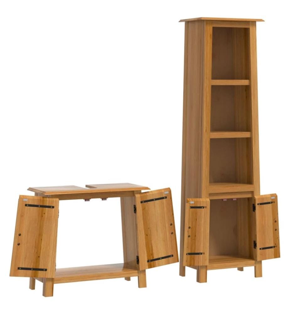 Ensemble de meubles de salle de bain 2 pcs bois de pin massif