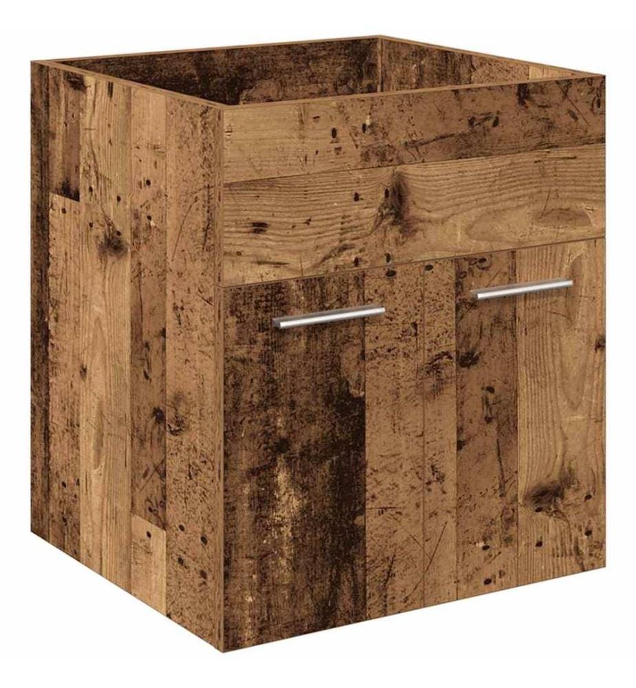 Waschbeckenunterschrank mit Einbaubecken und Wasserhahn