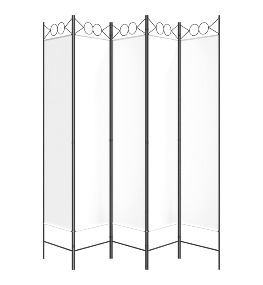 5-tlg. Paravent Weiss 200x200 cm Stoff