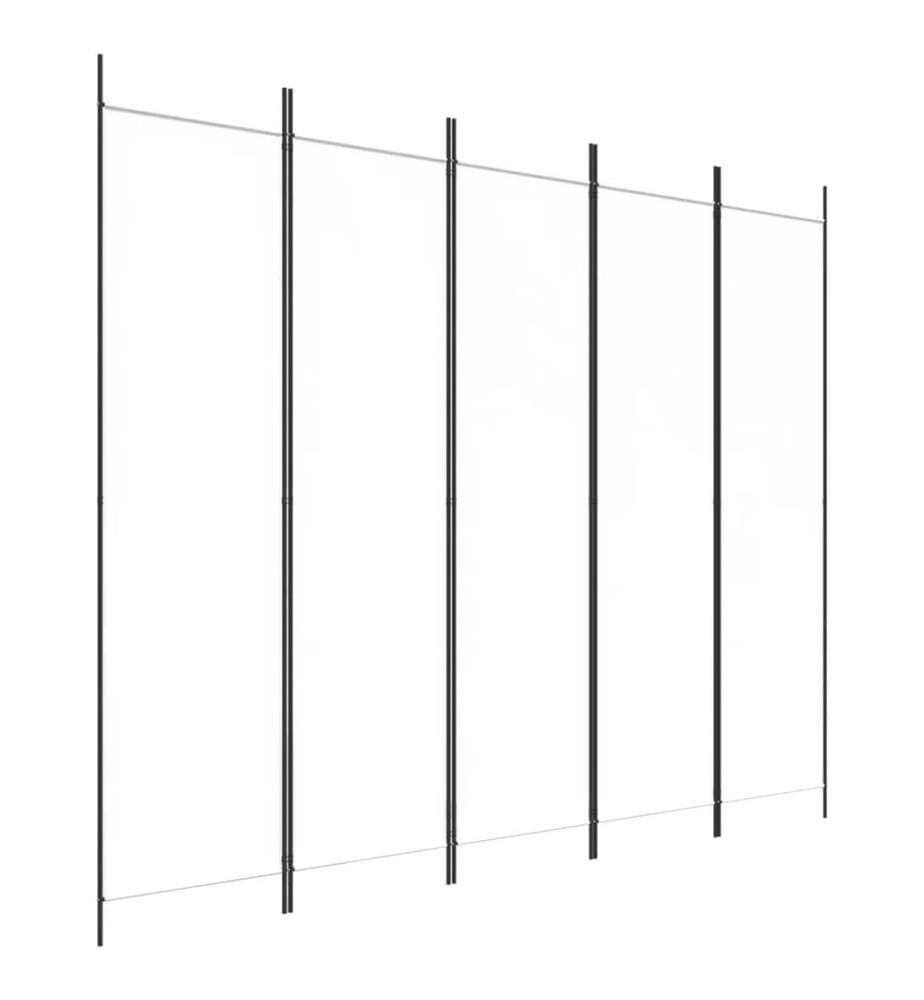 5-tlg. Paravent Weiss 250x200 cm Stoff