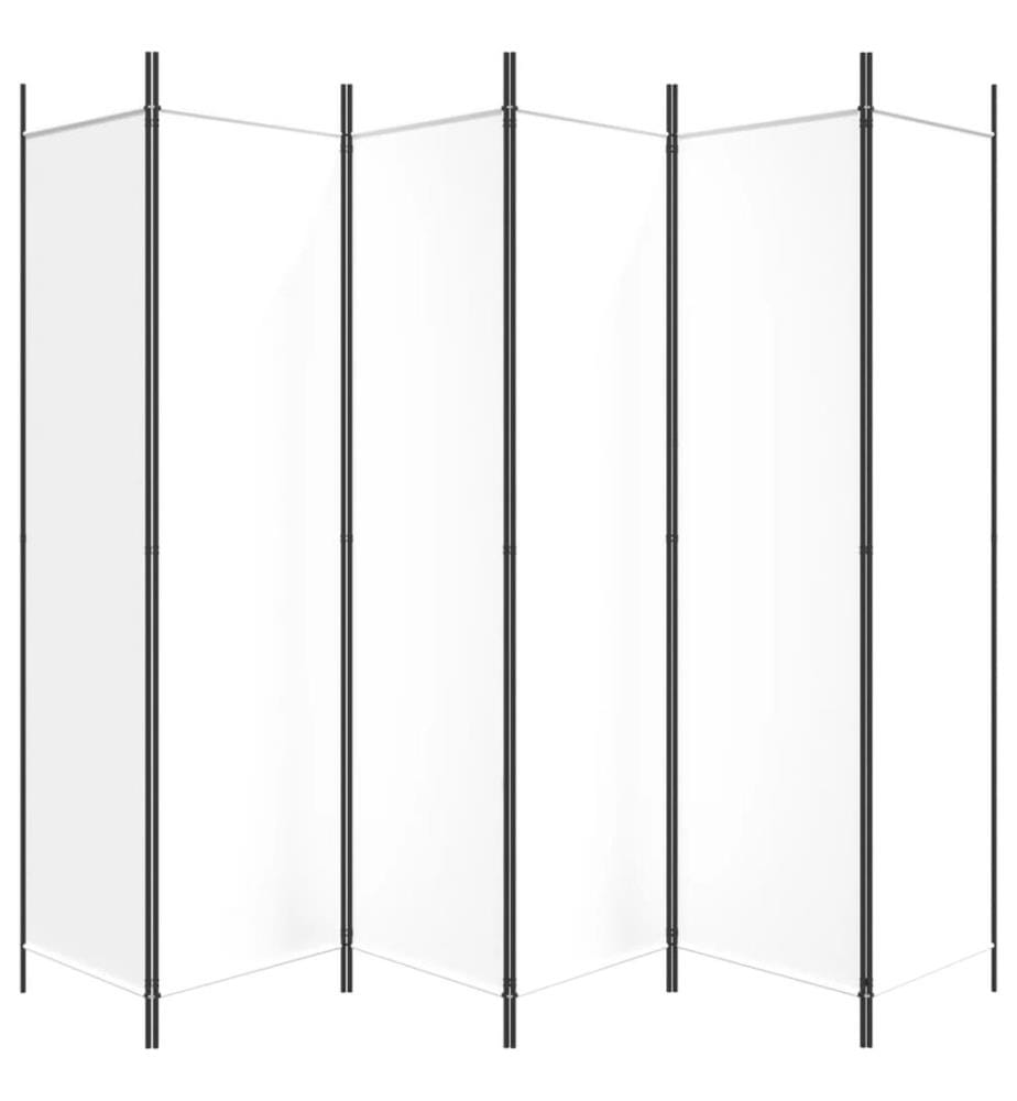 6-tlg. Paravent Weiss 300x200 cm Stoff