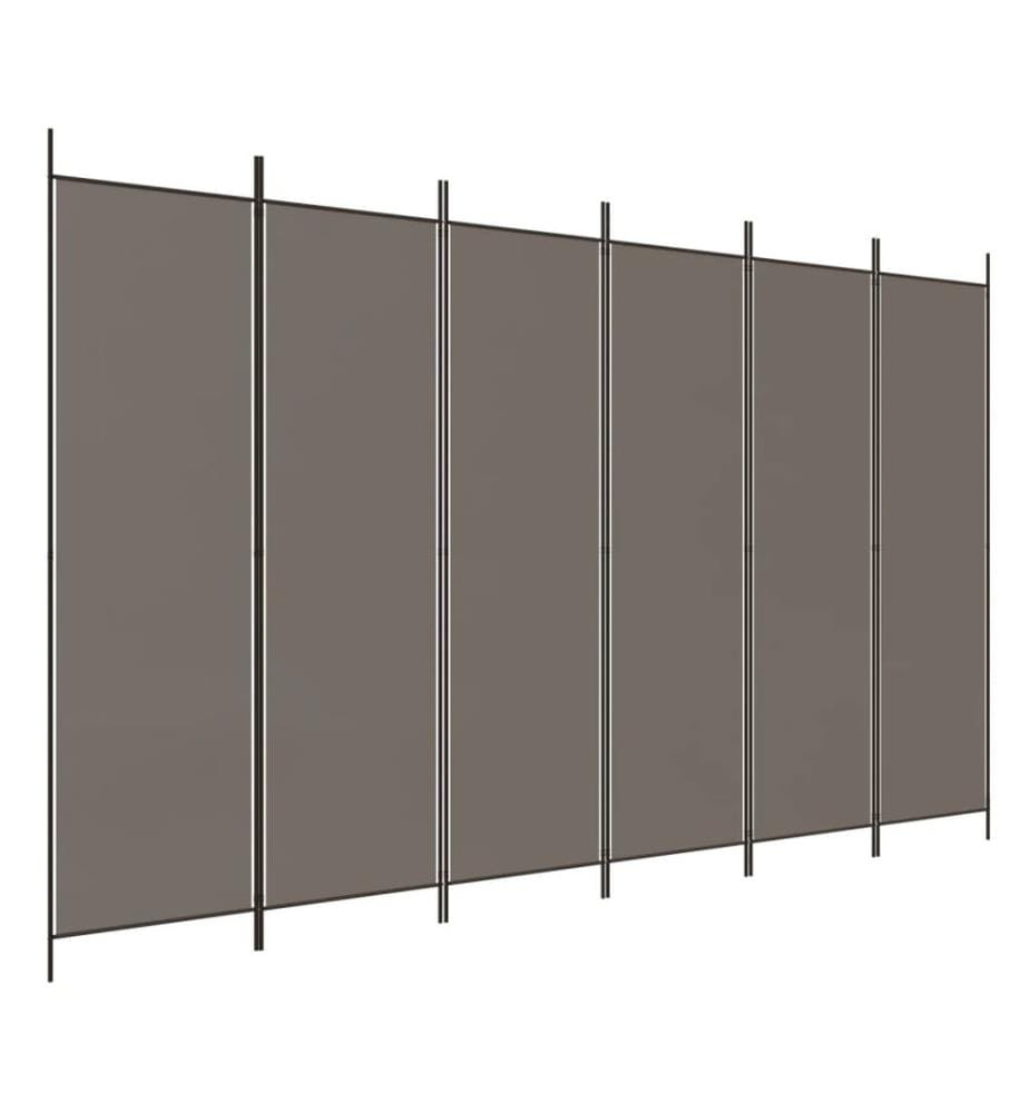 6-tlg. Paravent Anthrazit 300x200 cm Stoff