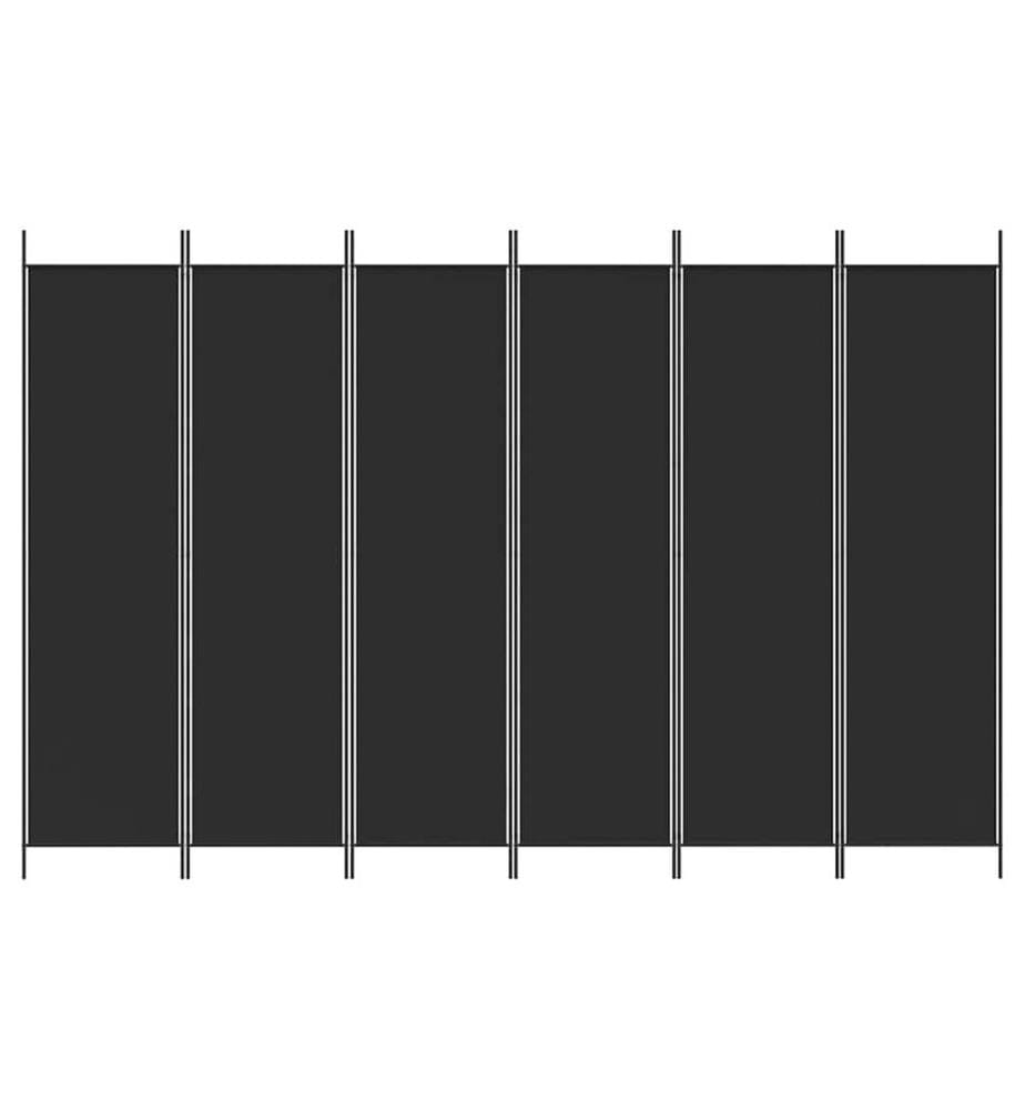 6-tlg. Paravent Schwarz 300x200 cm Stoff