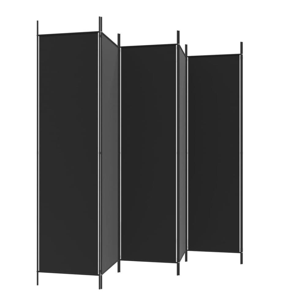 6-tlg. Paravent Schwarz 300x200 cm Stoff