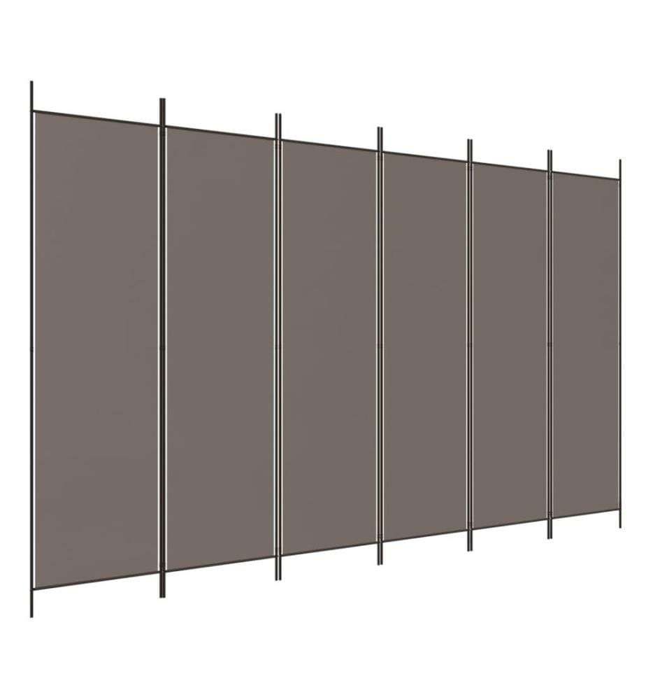 6-tlg. Paravent Anthrazit 300x220 cm Stoff