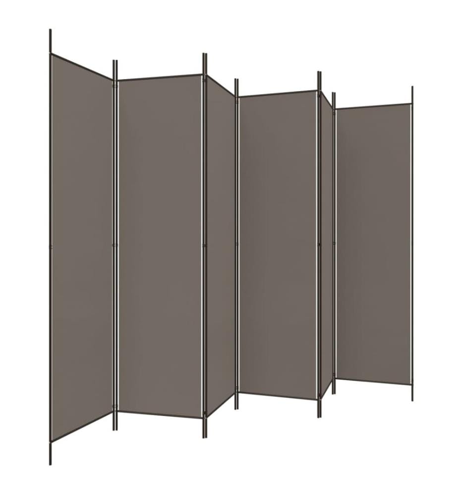 6-tlg. Paravent Anthrazit 300x220 cm Stoff