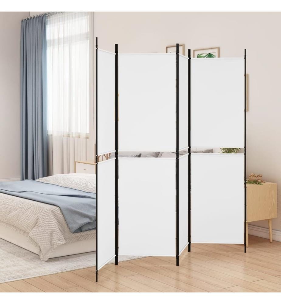 4-tlg. Paravent Weiss 200x180 cm Stoff