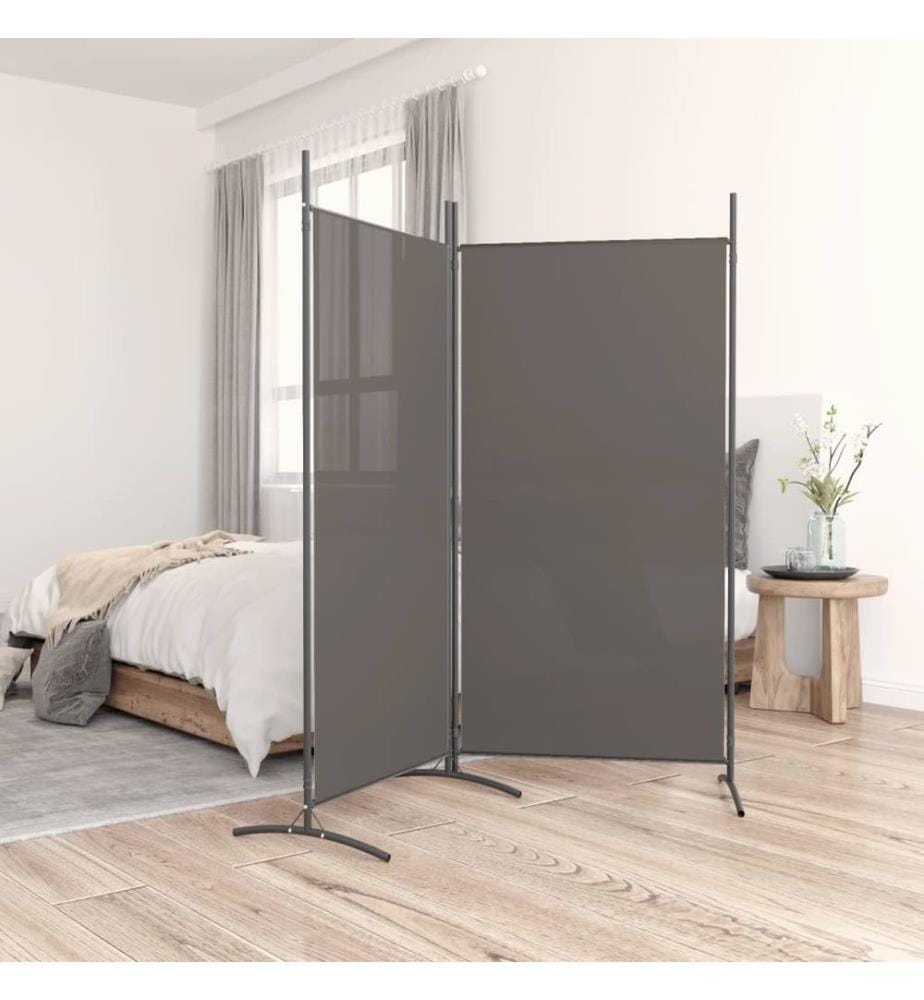 2-tlg. Paravent Anthrazit 175x180 cm Stoff