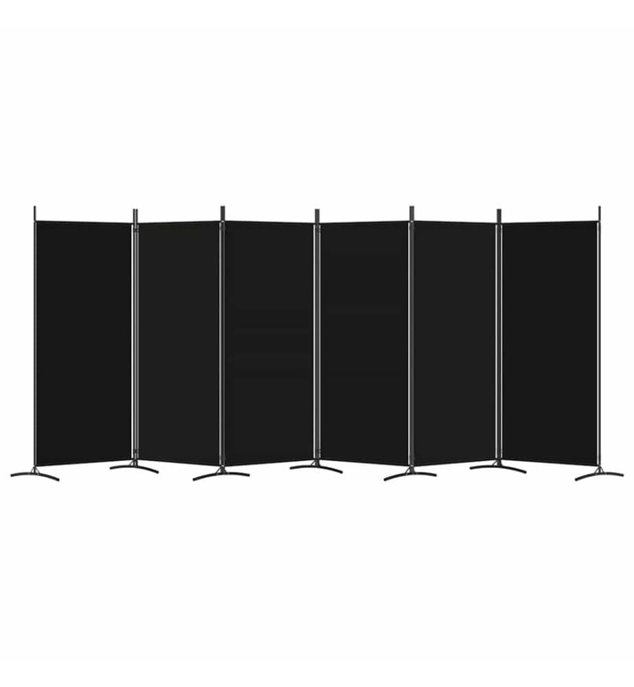 Cloison de séparation 6 panneaux Noir 520x180 cm Tissu