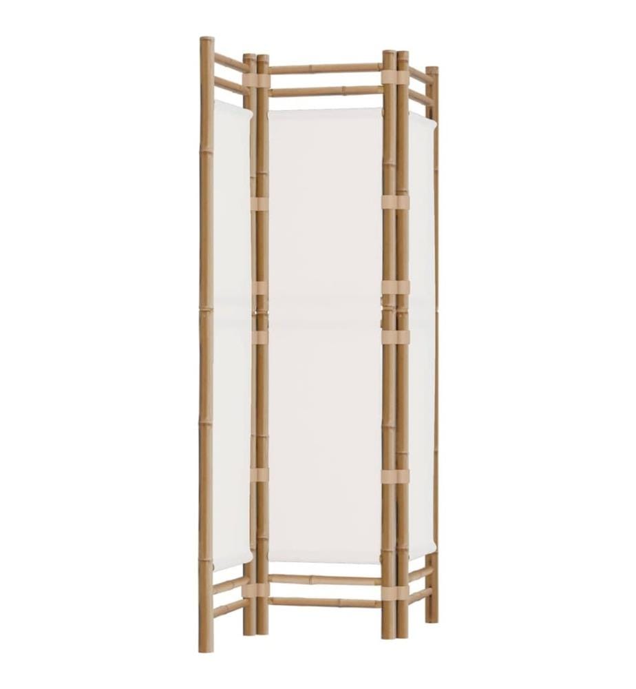 3-tlg. Paravent Faltbar 120 cm Bambus und Canvas