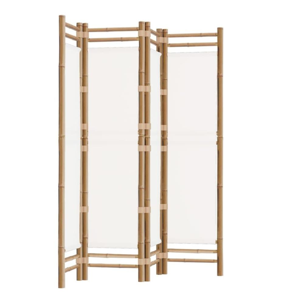 Cloison de séparation pliante 4 panneaux 160 cm Bambou et toile