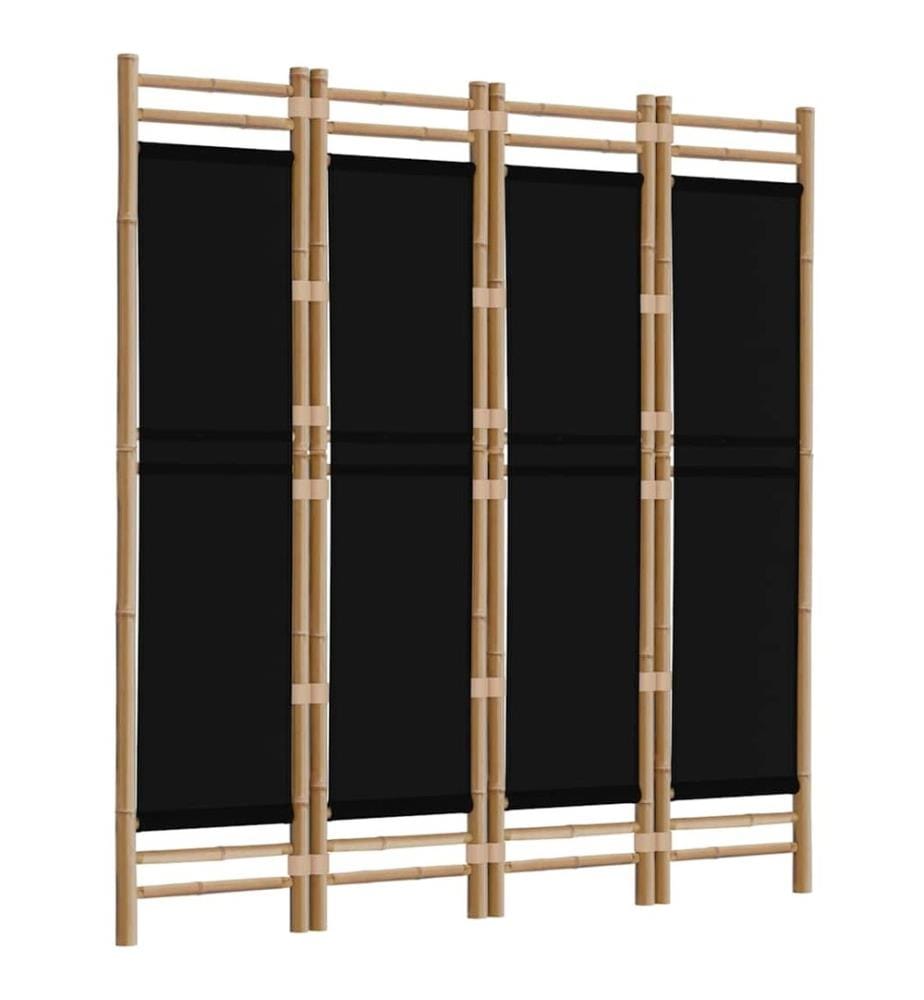 4-tlg. Paravent Faltbar 160 cm Bambus und Canvas