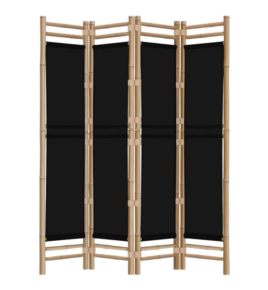 4-tlg. Paravent Faltbar 160 cm Bambus und Canvas