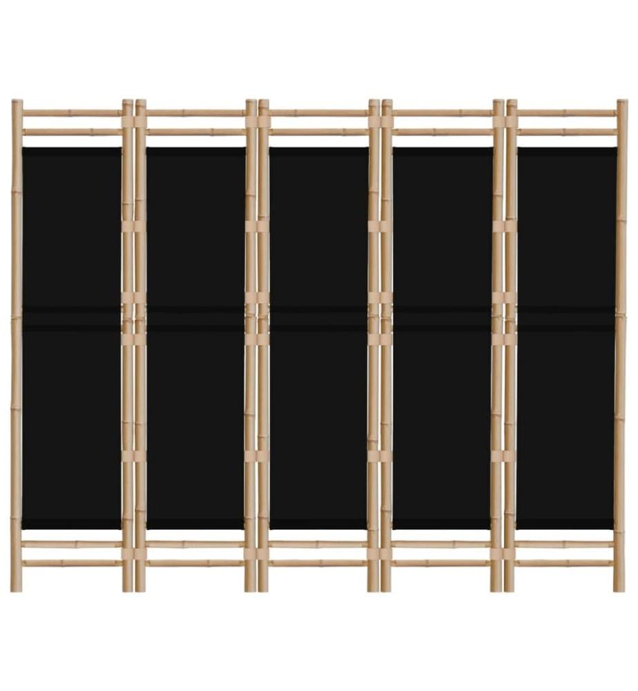 Cloison de séparation pliante 5 panneaux 200 cm Bambou et toile