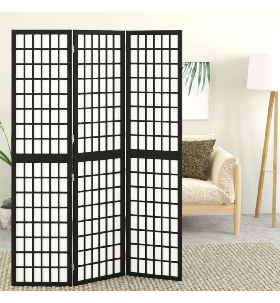 Cloison de séparation pliable 3 panneaux 120x170 cm Noir