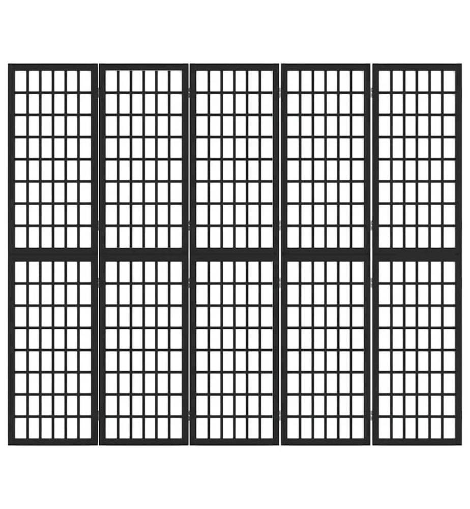 Cloison de séparation pliable 5 panneaux 200x170 cm Noir