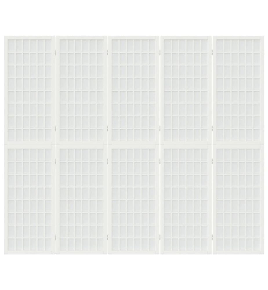 Cloison de séparation pliable 5 panneaux 200x170 cm Blanc