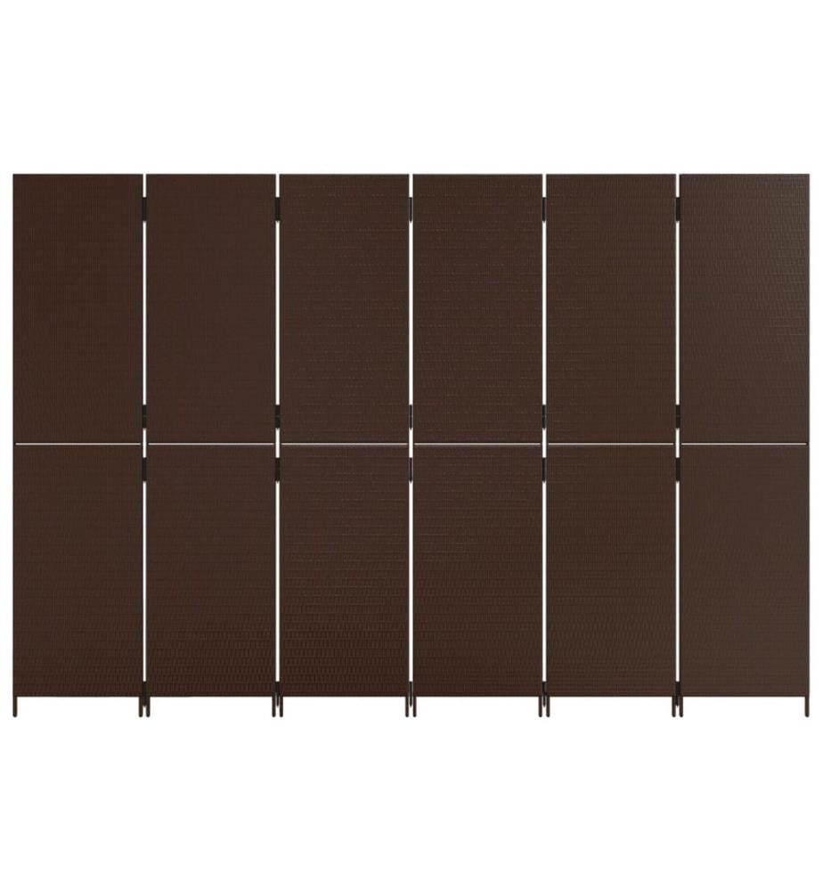 Paravent 6-tlg. Braun Poly Rattan