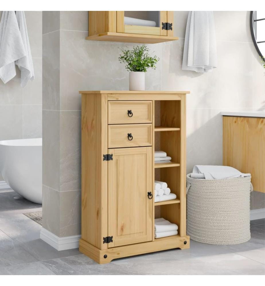 Armoire de salle de bain Corona 70x33x110 cm bois de pin massif