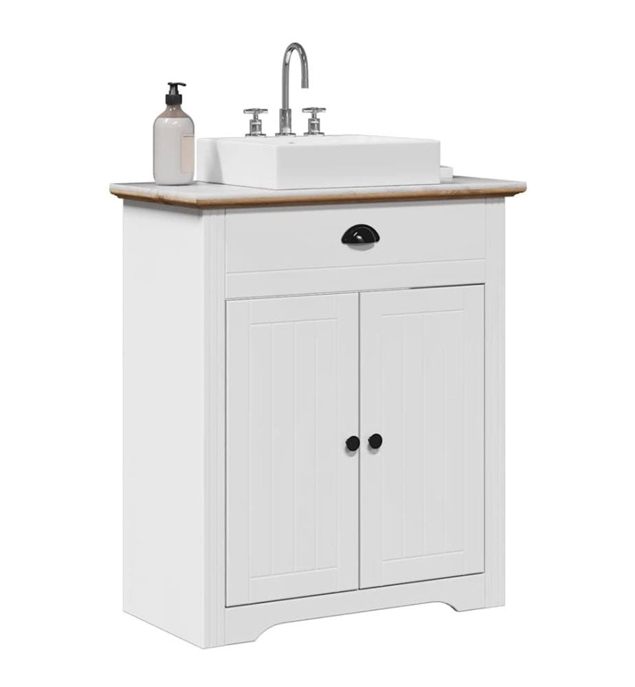 Waschbeckenunterschrank BODO Weiss und Braun 70x35x80 cm
