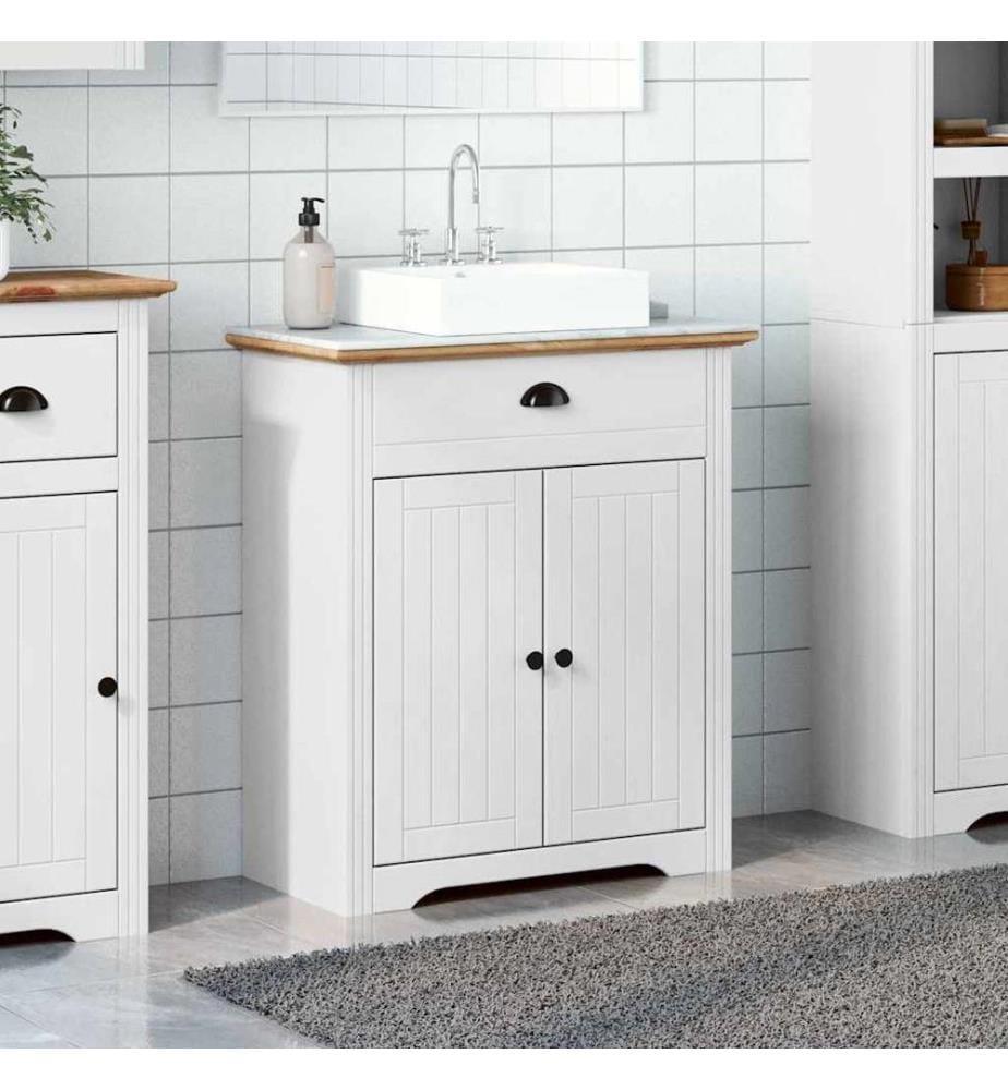 Waschbeckenunterschrank BODO Weiss und Braun 70x35x80 cm