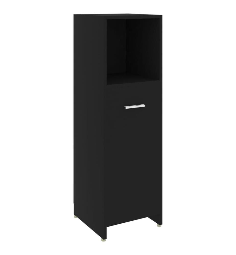 Badezimmerschrank Schwarz 30x30x95 cm Holzwerkstoff