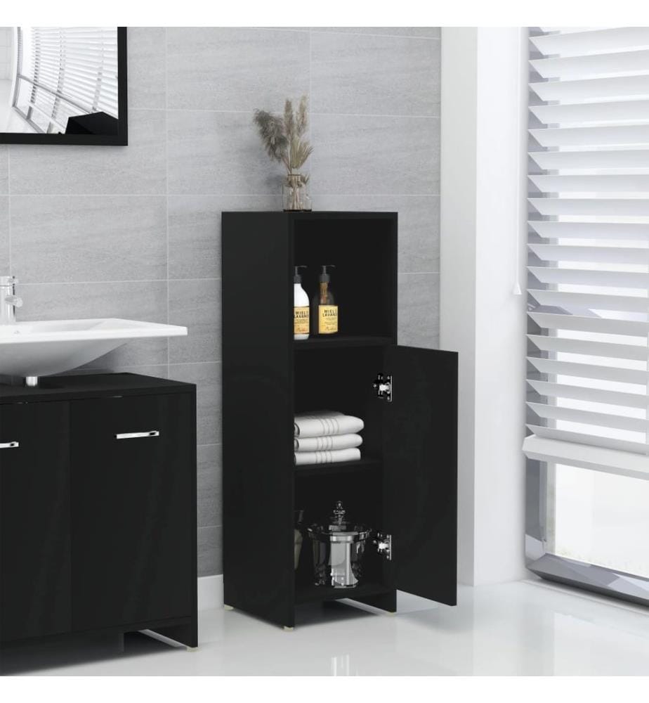Badezimmerschrank Schwarz 30x30x95 cm Holzwerkstoff