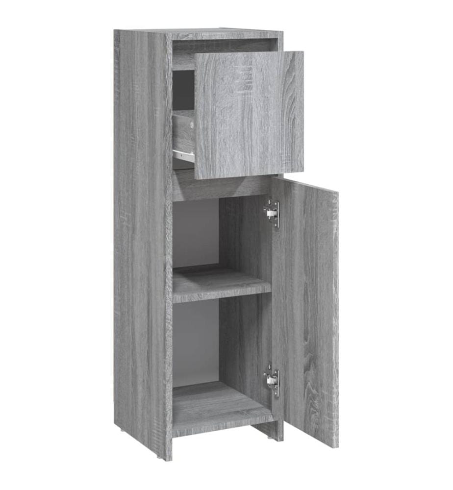 Badschrank Grau Sonoma 30x30x95 cm Holzwerkstoff