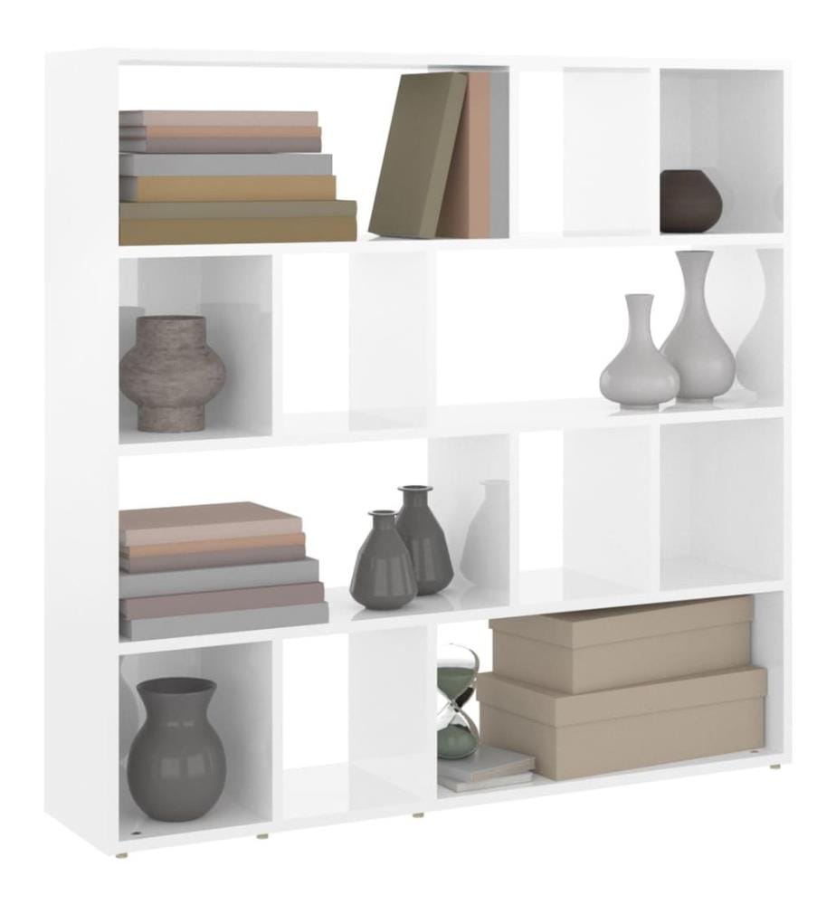 Bibliothèque/Séparateur de pièce Blanc brillant 105x24x102 cm