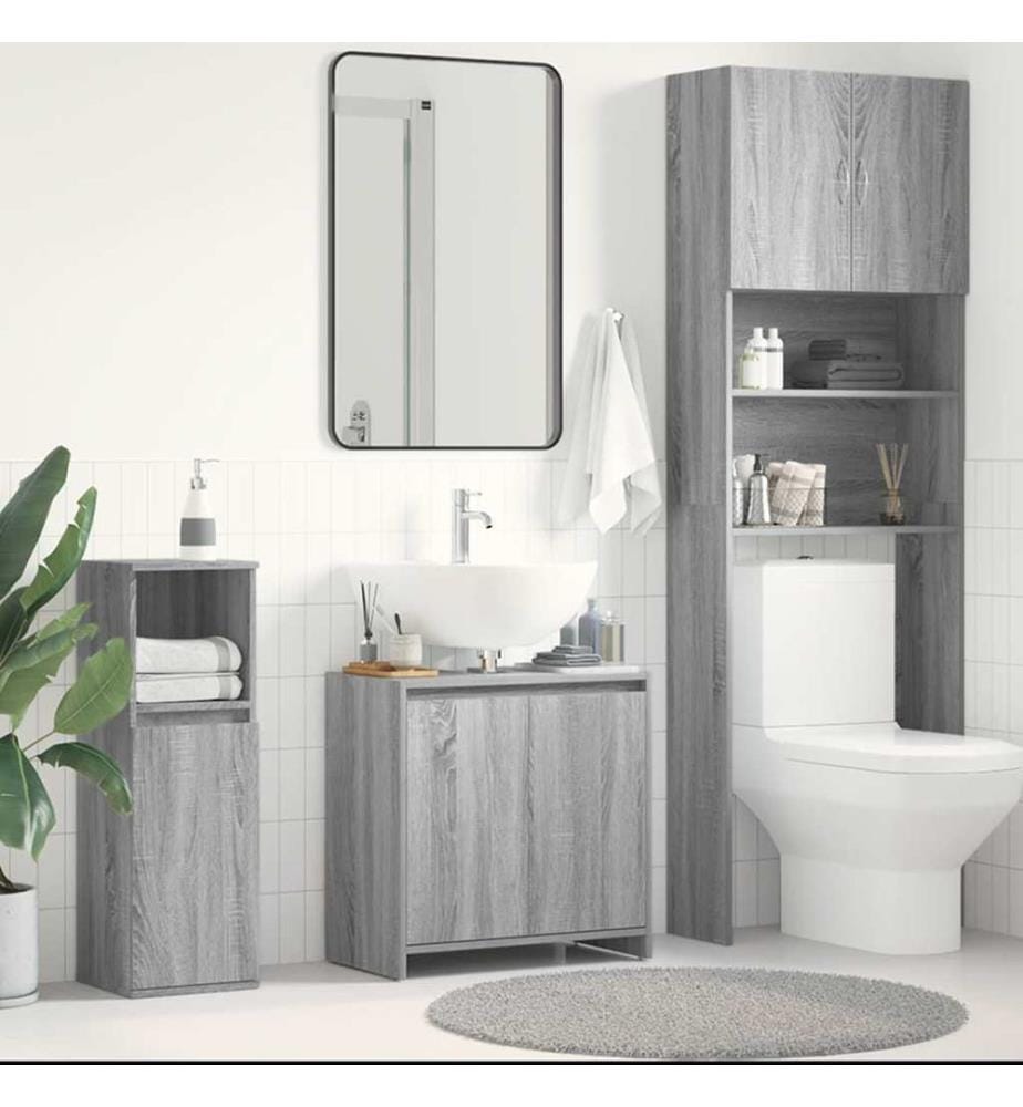 Badschrank Grau Sonoma 60x33x61 cm Holzwerkstoff