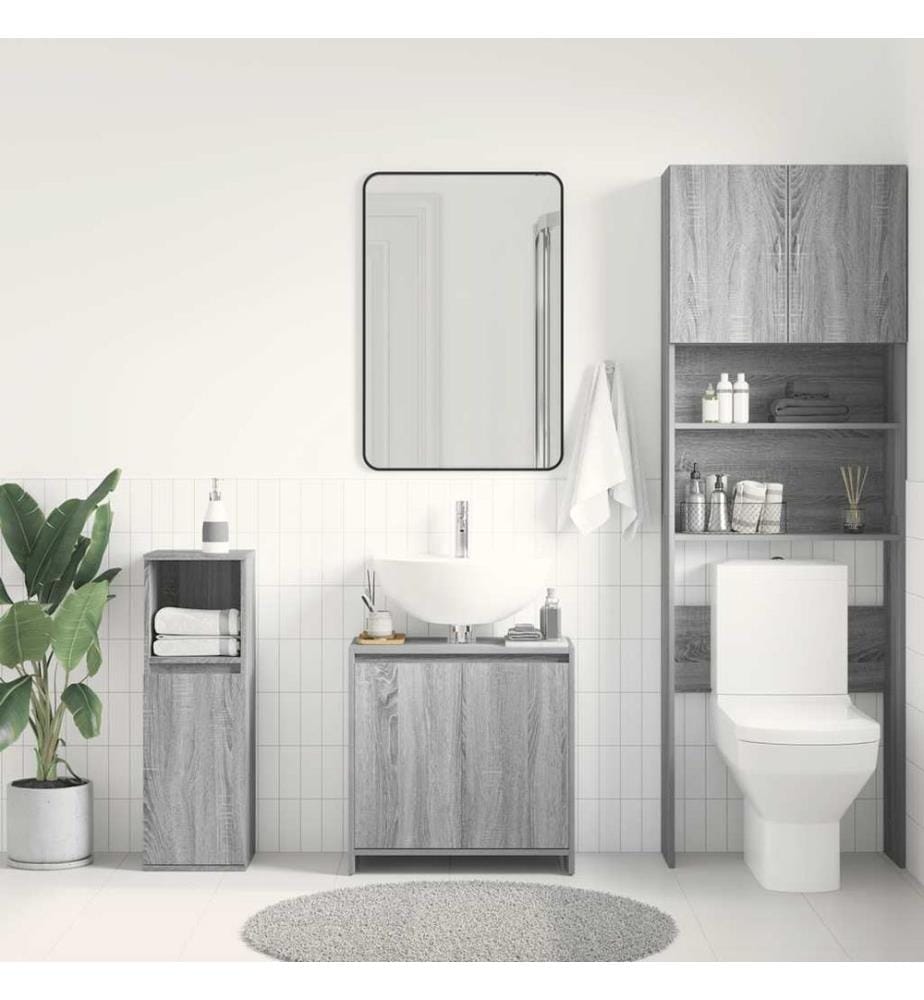 Badschrank Grau Sonoma 60x33x61 cm Holzwerkstoff