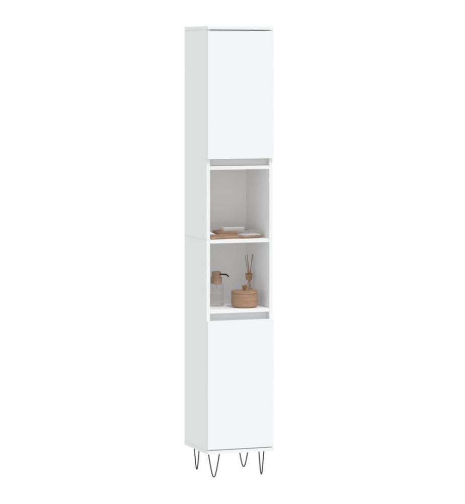 Badschrank Weiss 30x30x190 cm Holzwerkstoff
