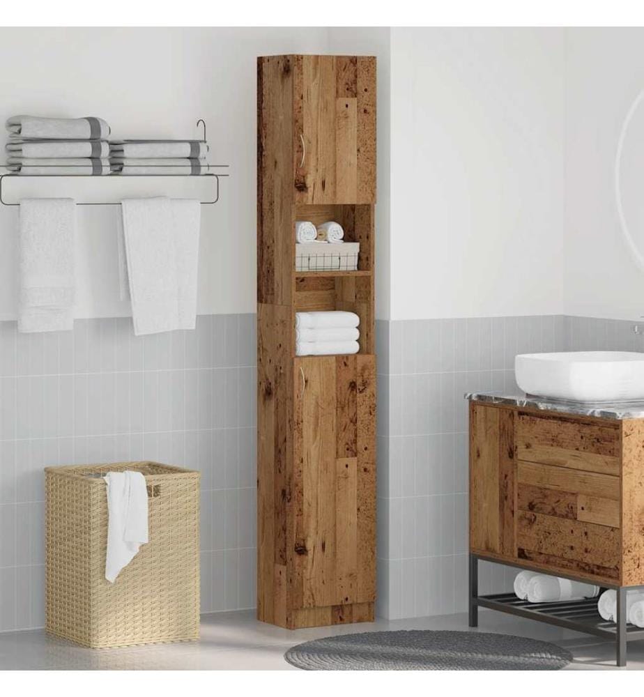 Badschrank Altholz-Optik 32x25,5x190 cm Holzwerkstoff